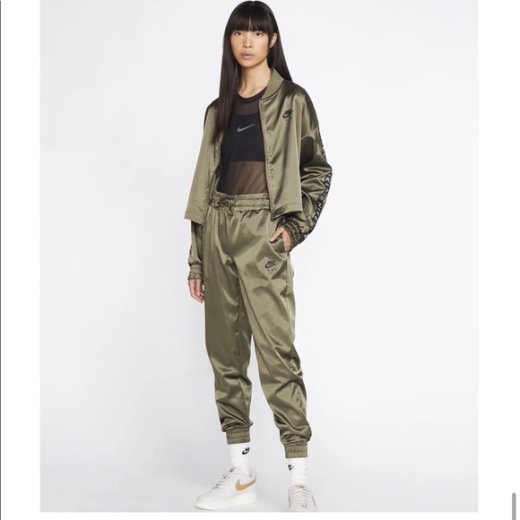 Nike Air Satin Joggers Olive Green Size 